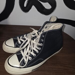 Black and White High-Top Athletic Shoes